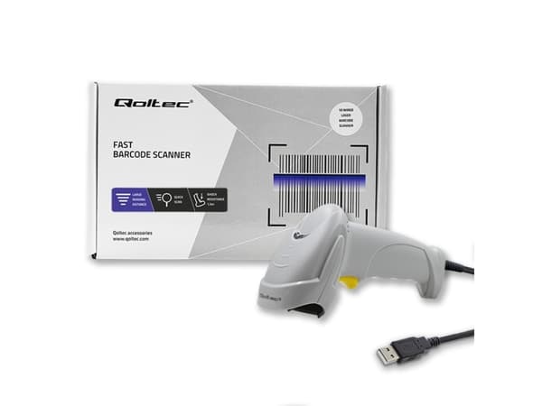 Qoltec 50877 Laserkeilain 1D | USB | valkoinen