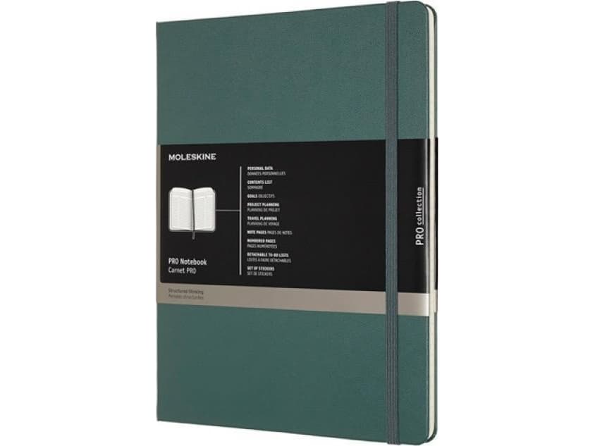 Moleskine Notebook MOLESKINE PROFESSIONAL XL (19x25 cm), forest green, hardcover, 192 pages, green
