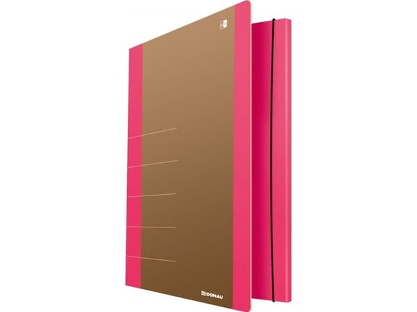 Donau Folder with rubber band DONAU Life, Cardboard, A4, 500gsm, 3 compartments, pink