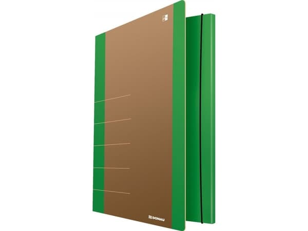 Donau Folder with rubber band DONAU Life, Cardboard, A4, 500gsm, 3 compartments, green