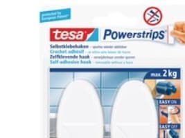 Powerstrips Tesa oval bildkrok, vit, förpackning med 2 remsor