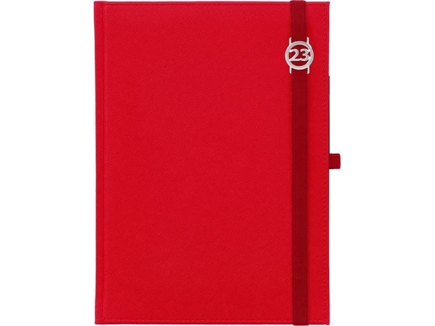 Calendar 2023 A5 Week. Cross with a red notebook