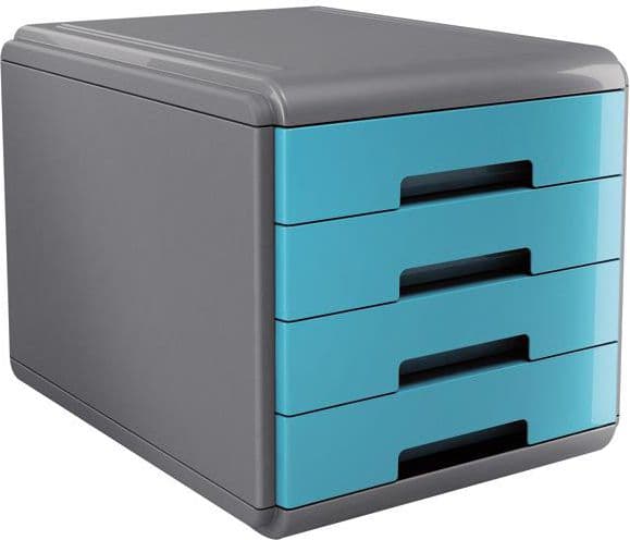 Arda MyDesk organisaattori harmaa turkoosi, 4 laatikkoa harmaan sininen (18P4PTU)