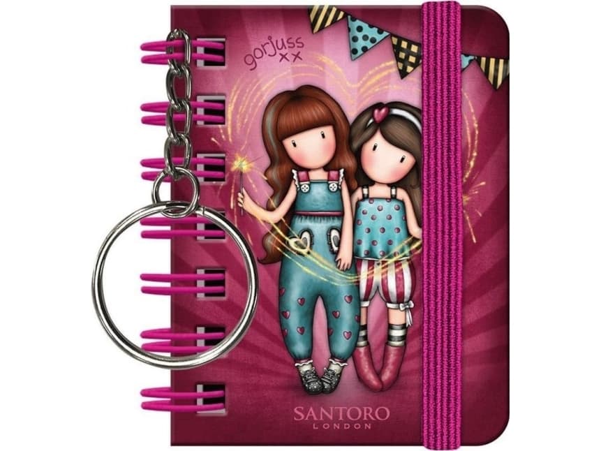 A small notebook with a Fireworks key ring