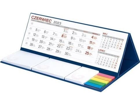 AROUND US A desk 2023 calendar with a MAXI navy blue notebook