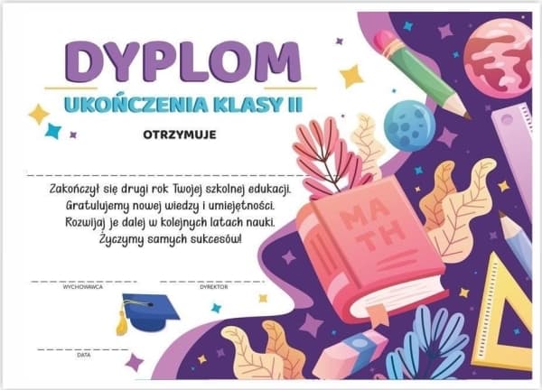 A4 diploma of graduation from the second grade - Book 20 pcs