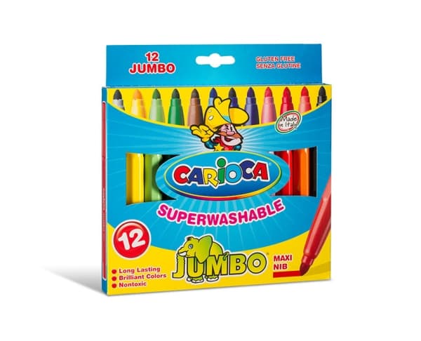 Carioca Jumbo, Extra Bred, Multifärg, Rundad spets, 6 mm, Åttkantig, Italien