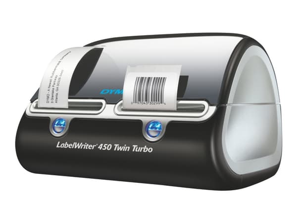 DYMO LabelWriter 450 Twin Turbo - Etikettskrivare - direkt termisk - Rulle (6,2 cm) - 600 x 300 dpi - upp till 71 etiketter/min - kapacitet: 2 valsar Svart, Silver