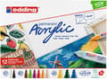 Pikkukuva 1 / 2: Edding Acrylic, Musta, Sininen, Vihreä, Vaaleansininen, Vaaleanvihreä, Vaaleanpunainen, Purppura, Punainen,..., Monivärinen, 12 väriä, Sekalainen, Py