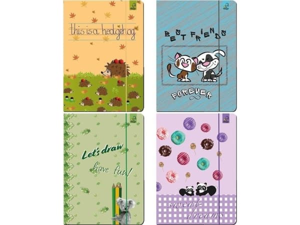 Bee-bee A4-mapp med suddgummi BFF djur mix
