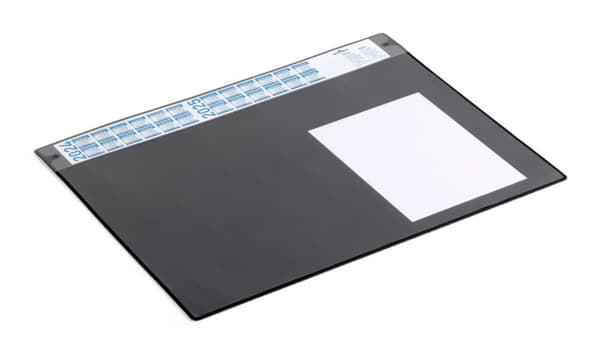 Skriveunderlag 650x520 mm sort med årskalender og aftagelig overflade - (5 stk.)