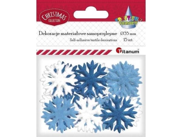 Titanum Itseliimautuvat koristeet lumihiutaleet mix 15kpl