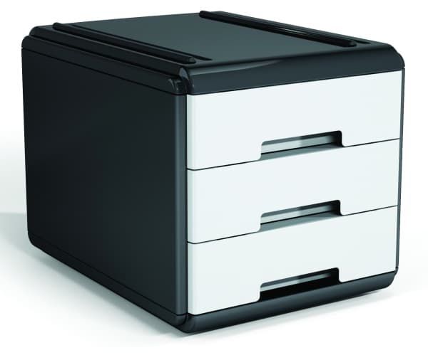 ARDA 19P3PNB, 3 lådor, polypropen (PP), polystyren, antracit, vit, 1 st, 177 mm, 255 mm