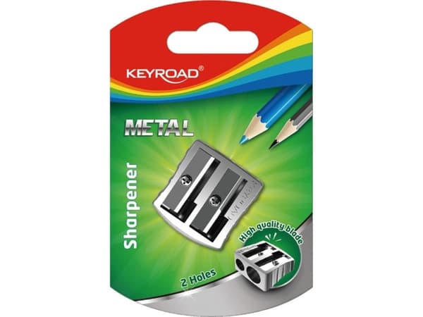 Keyroad KEYROAD pencil sharpener, aluminum, double, silver