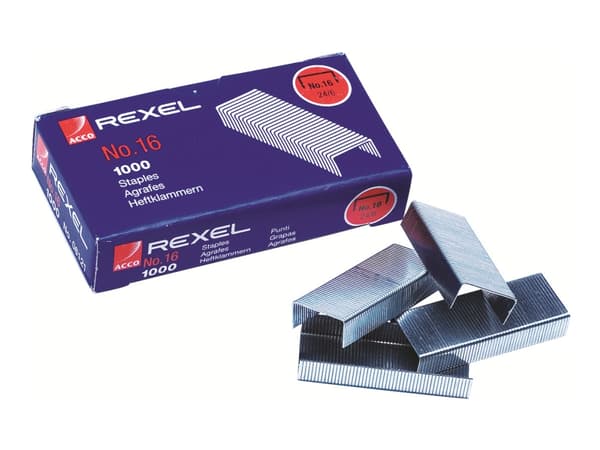 Rexel - Klamrar - 24/6, No. 16 - 6 mm - stål - silver - paket med 1000 - för Centor; Gazelle; Matador; Meteor; Office 56; Ulyssey