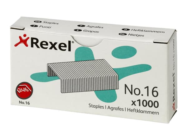 Rexel - Klamrar - 24/6, No. 16 - 6 mm - stål - silver - paket med 1000 - för Centor; Gazelle; Matador; Meteor; Office 56; Ulyssey