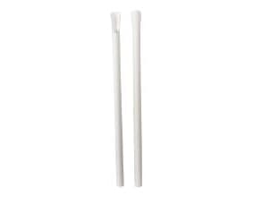 Sugerør Ø8x210 mm uden knæk bionedbrydelig med spade/ske Hvid,125 stk/ps - (125 stk.)