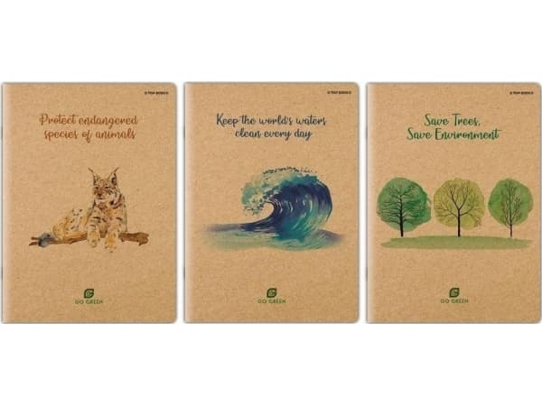 Notebook A4/60K, checkered Go Green mix (5 pcs)