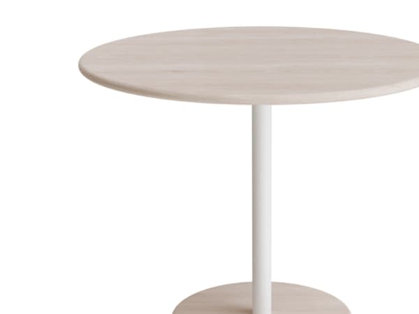 Bord Donut, Ø900 mm, højde 720 mm, hvidpigmenteret ask på hvidt understel