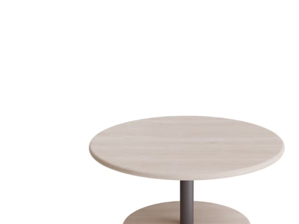 Bord Donut, Ø700 mm, højde 350 mm, hvidpigmenteret ask på gråt understel