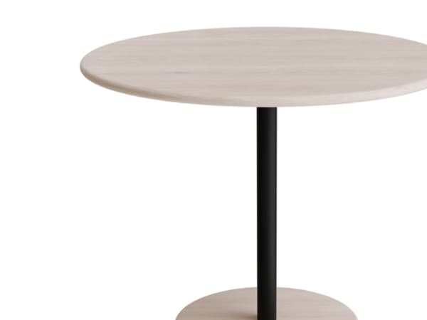Bord Donut, Ø900 mm, højde 720 mm, hvidpigmenteret ask på sort understel