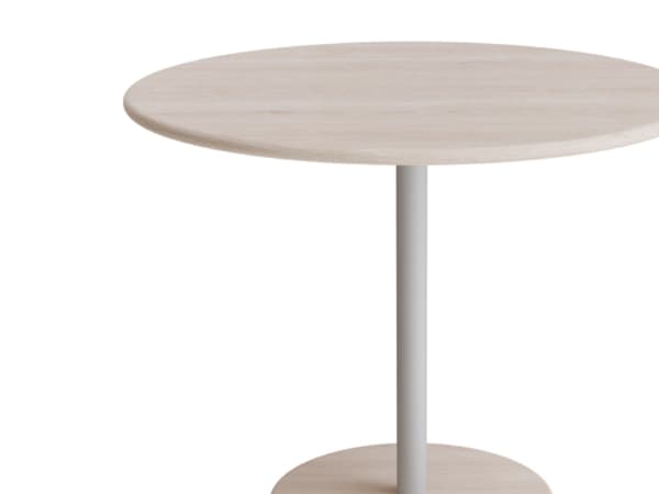 Bord Donut, Ø900 mm, højde 720 mm, hvidpigmenteret ask på alugråt understel