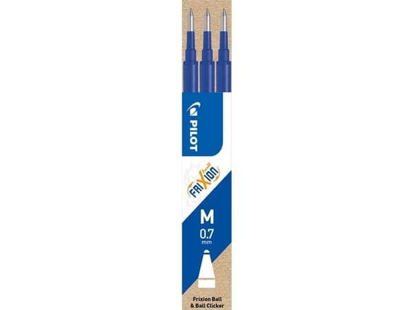 Pilot - Påfyllning - icke-permanent - blå - värmekänsligt gelbläck - 0.7 mm - medel (paket om 3) - för FriXion Ball
