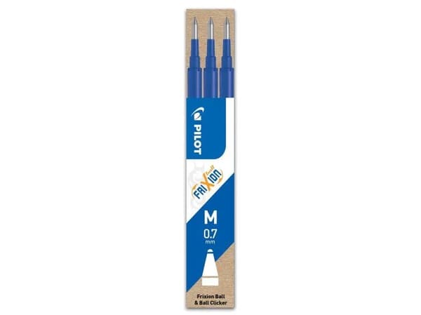 Pilot - Påfyllning - icke-permanent - blå - värmekänsligt gelbläck - 0.7 mm - medel (paket om 3) - för FriXion Ball