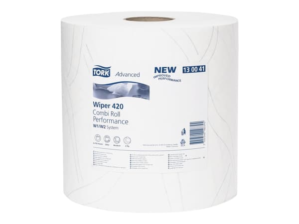 Tork Wiping Paper Plus - Tørkepapir - engangs - papir - 750 ark - hvit - pakke av 2 - for P/N: 652008, 652100, 652108