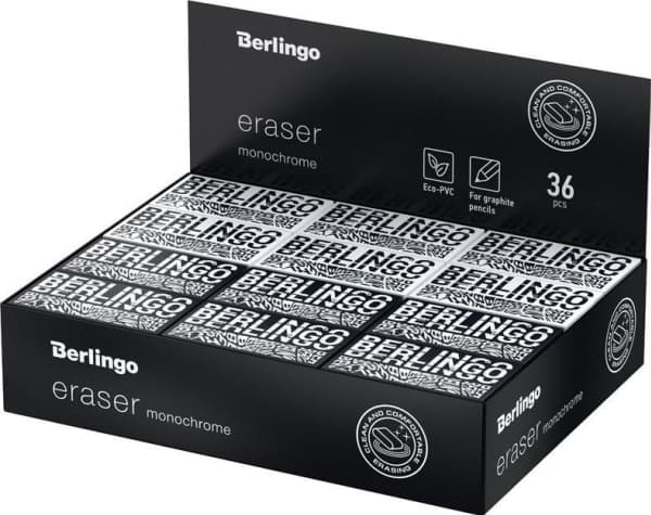 Berlingo Gumka prostokątna Monochrome (36szt)