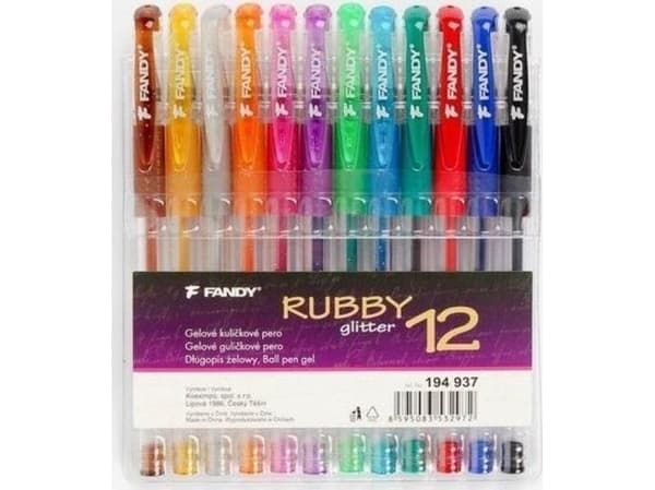 FANDY Rubby glitter gelpenna 12 färger