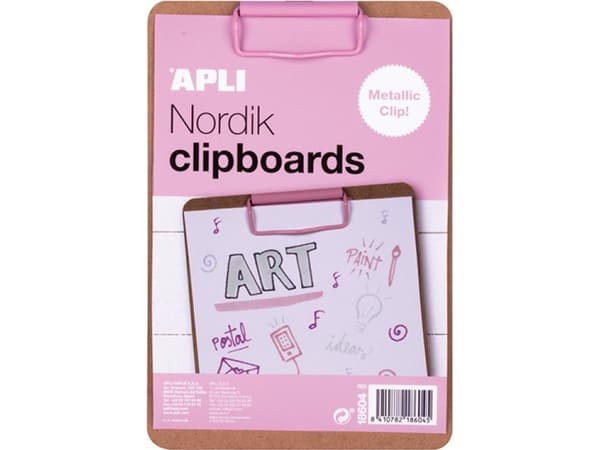 Apli Clipboard APLI Nordik, skrivtavla A5, trä, med metallklämma, pastellrosa