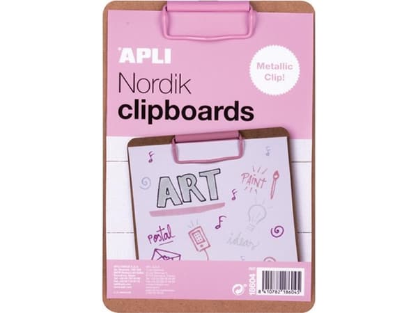 Apli Clipboard APLI Nordik, skrivtavla A5, trä, med metallklämma, pastellrosa