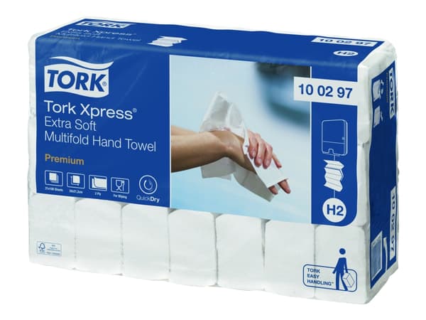 Tork Premium H2 - Papirklut - 296 g - 100 ark - interfold - hvit, bladmønster - for P/N: 451000, 471026, 552000, 552008, 552100, 552108