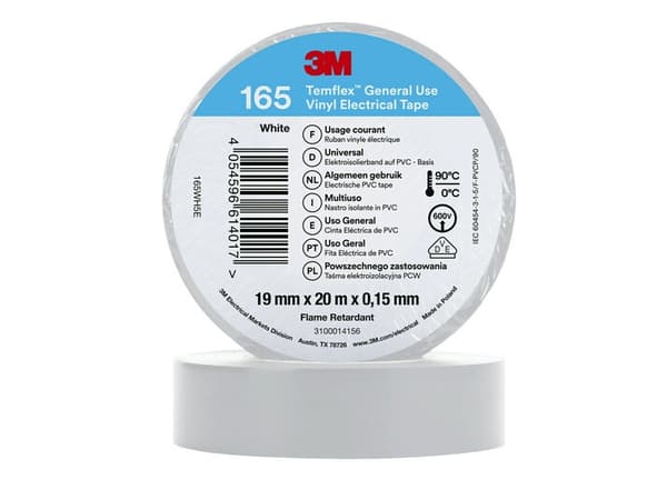 3M 7100184808, 1 stykker, Hvit, PVC, 600 V, Blister, 20,12 m