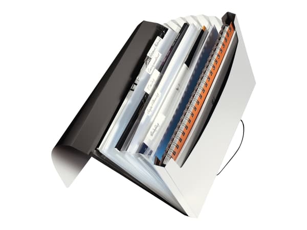 Leitz Solid - Utvidbar mappe - 6 rom - 6 deler - for A4 - kapasitet: 250 ark - med fliker - svart