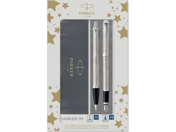 PARKER fyllepenn og kulepenn DuoSet IM Brushed Metal CC M gaveeske
