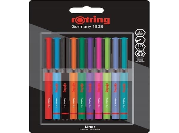 Rotring Fineliner Fine Fibre Pens 0,4mm Fun Colours Blister med 10 st