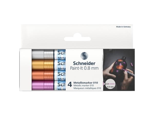 Schneider ACRYLIC MARKER SCHNEIDER PAINT-IT METALLI 4 paket (silver, guld, koppar, violett)