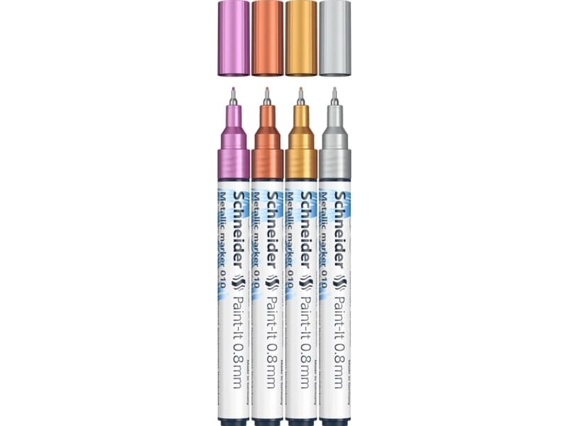 Schneider MARKER AKRYLOWY SCHNEIDER PAINT-IT METALLI 4 SZTUKI (Silver, Gold, MIEDZIANY, Violet)