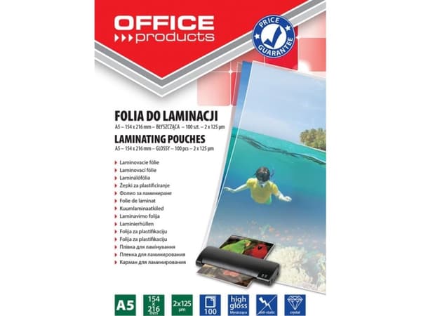 Office Products Folia do lam.office bł.2x125 mikr.A5 216x154 20325235-90 100szt. A5