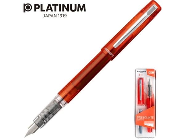 Platinum Platinum Prefonte Vermilion Orange fyllepenn, M, i plastemballasje, på blisterpakning, oransje