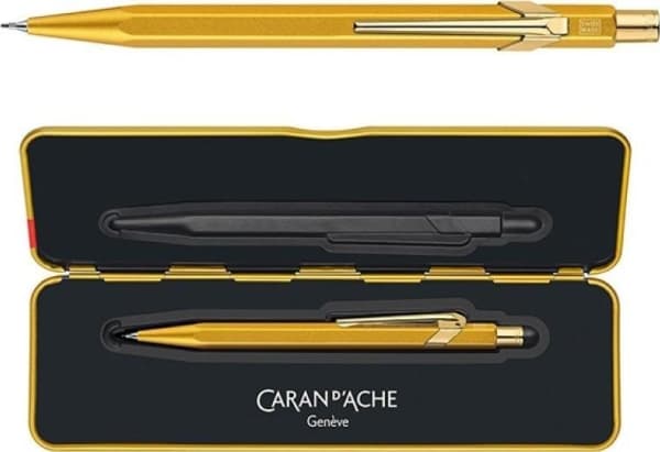 CARAN D'ACHE mekanisk blyant 844 gullbarre, 0,7 mm, gull sekskantet skaft laget av aluminium, gull sateng finish, - 1 stk (844.999)