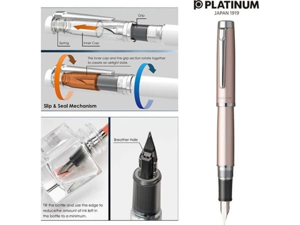Platina täytekynä PLATINUM Proycon Luster Rose Gold, F, vaaleanpunainen