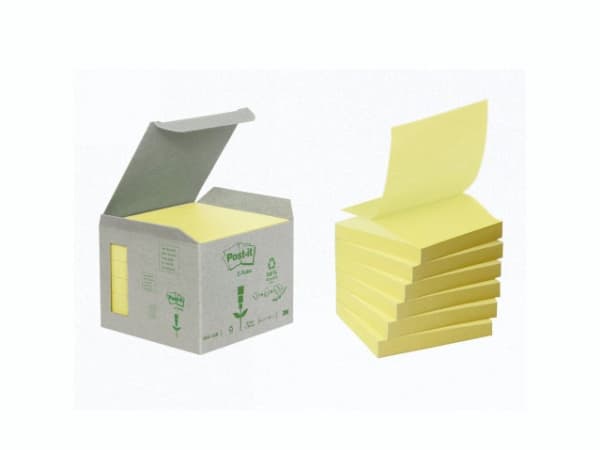 Post-it blok Miljø 76x76mm z-fold gul 6blk/pak
