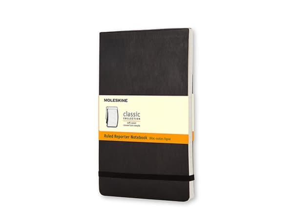 Moleskine Reporter, Yksivärinen, Musta, Matta, Viivapaperi, Pehmeäkantinen, Aikuinen