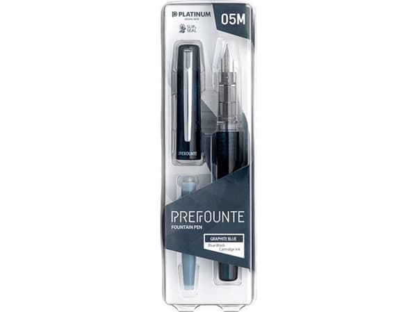 Platinum Platinum Prefonte Graphite Blue fyllepenn, M, i plastemballasje, på blister, marineblå