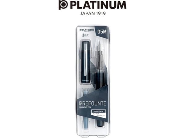 Platinum Platinum Prefonte Graphite Blue fyllepenn, M, i plastemballasje, på blister, marineblå