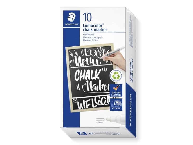 Chalk marker Lumocolor 344 hvid - (10 stk.)