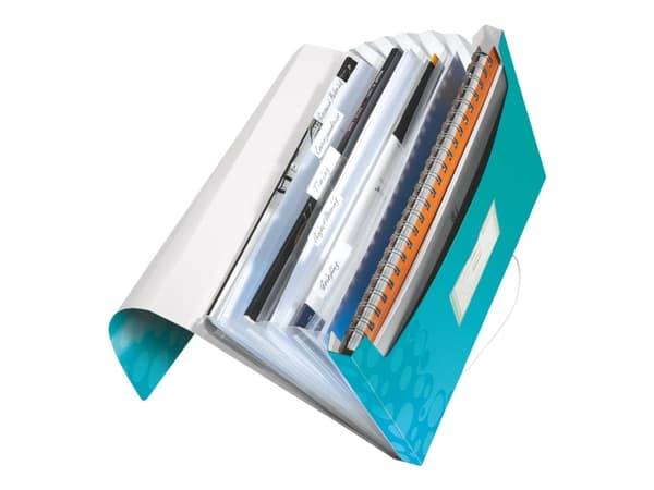 Leitz WOW - Dokumentmappe - kan utvides - 6 rom - 6 deler - for A4 (210 x 297 mm) - med fliker - turkismetallisk